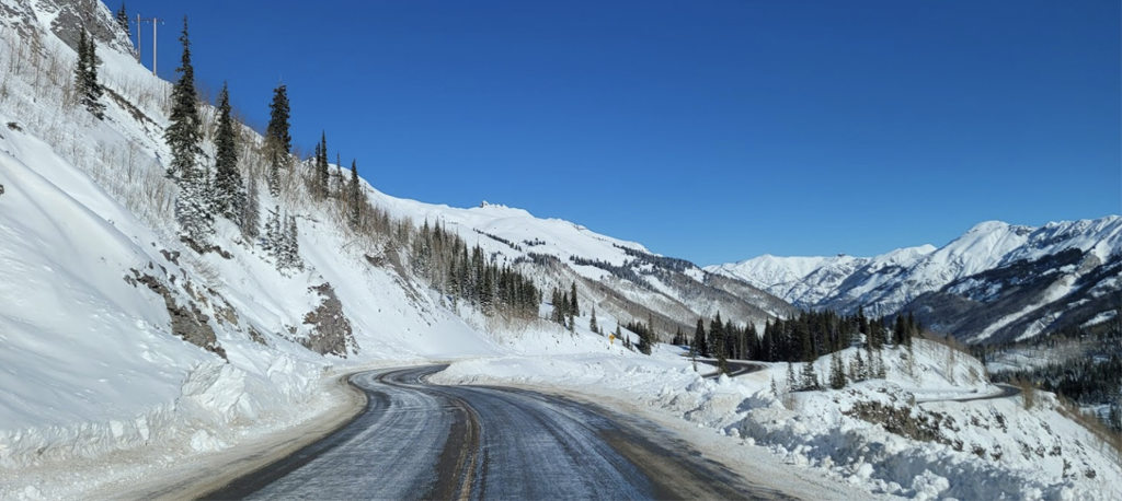 An icy stretch of the Million Dollar Highway