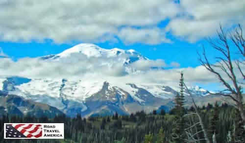 Snow-covered Mount Rainier in Washington