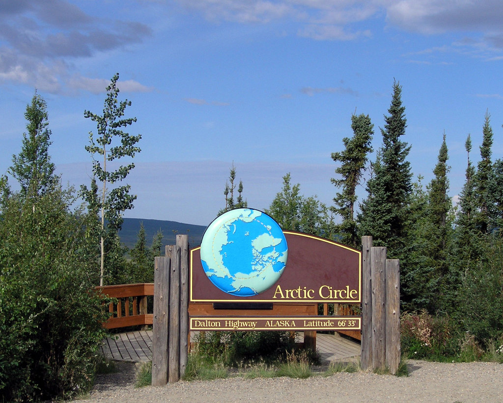 The Arctic Circle on the Dalton Highway in Alaska ... Latitude 66 degrees, 33 minutes