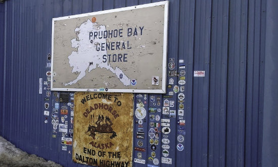 The end of the Dalton Highway, at Deadhorse, Alaska