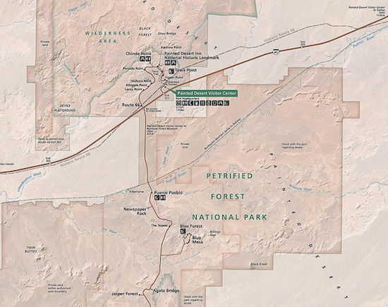 Map of Petrified Forest National Park ... click to enlarge