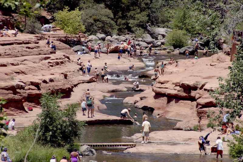 Visitors enjoying the Slide Rock area near Sonda in north central Arizona