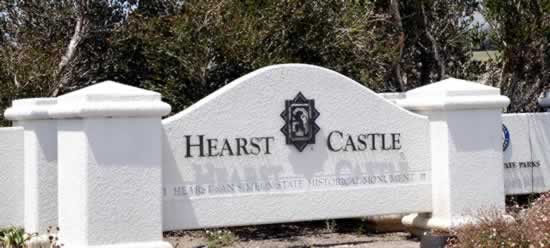 Entrance sign at the Hearst Castle in San Simeon, California