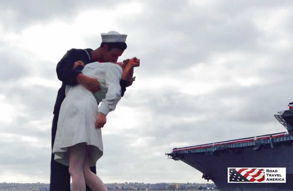 The famous "Unconditional Surrender" statue seen near the USS Midway in San Diego