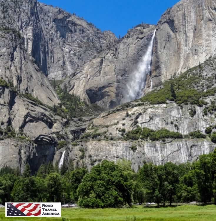 Waterfall during the spring snow melt in Yosemite National Park in California