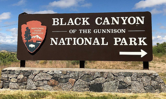 Entrance sign at the Black Canyon of the Gunnison National Park in Colorado