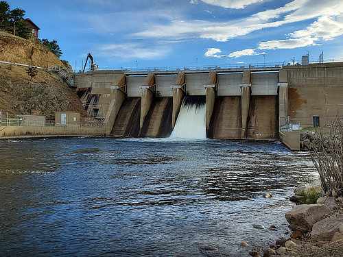 The Olympus Dam creating Lake Estes 