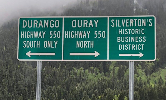 Sign along U.S. Highway 550 in Colorado ... the Million Dollar Highway