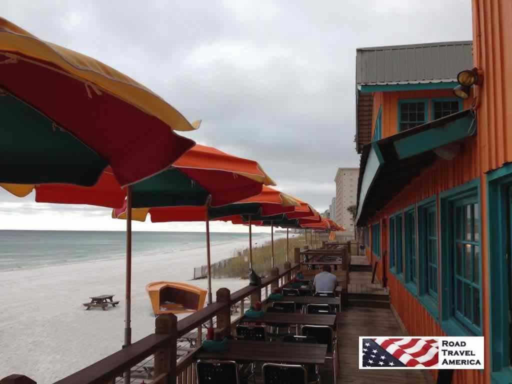 The view of the beach at the Back Porch Seafood & Oyster House in Destin