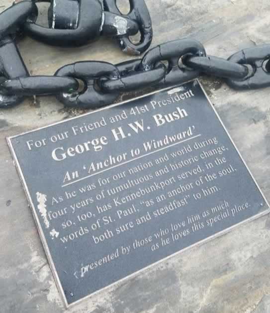 Plaque honoring President George H.W. Bush ... "An Anchor to Windward"