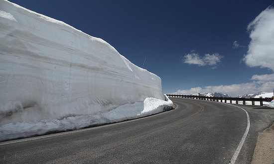 The Beartooth Highway, plowed in the spring after the heavy snowfalls through winter