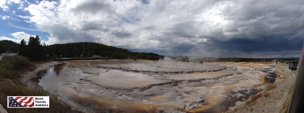 Geothermal activity panorama at Yellowstone National Park