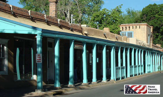 Storefronts along East Palace Avenue, Santa Fe, New Mexico
