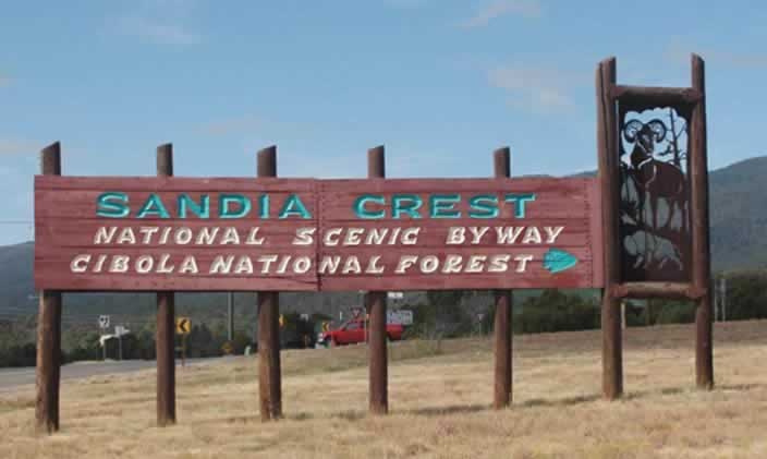 Sandia Crest National Scenic Byway in the Cibola National Forest
