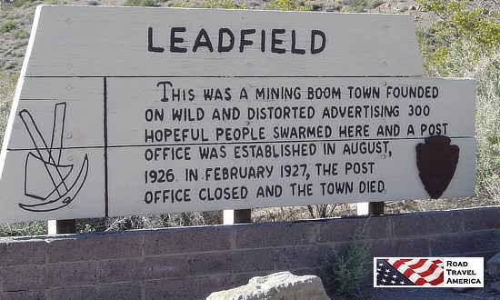 Leadfield ghost town in Death Valley National Park, closed in 1927
