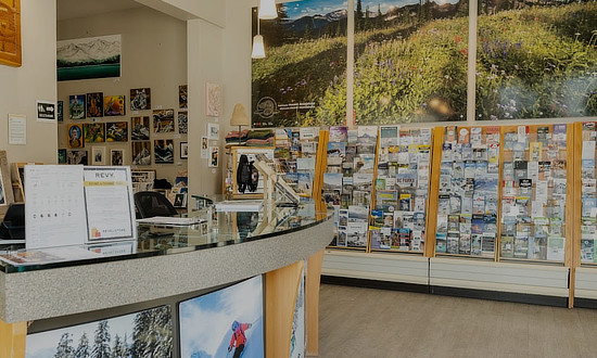 Interior view of part of the Revelstoke Business & Visitor Information Centre