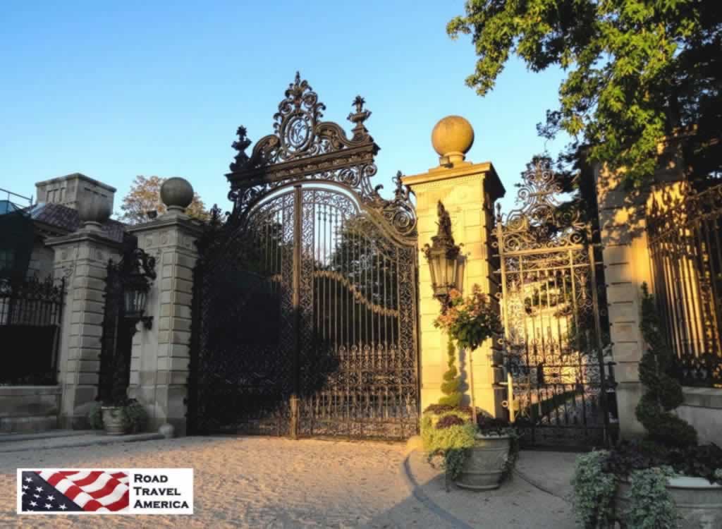 One of the entrance gates to The Breakers in Newport