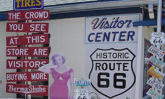 Angel & Vilma's visitor center and shop in Seligman, Arizona, on Route 66