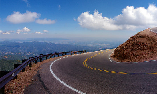 Downhill on the Pikes Peak Highway
