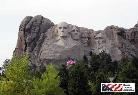 View from Highway 244 in front of Mount Rushmore