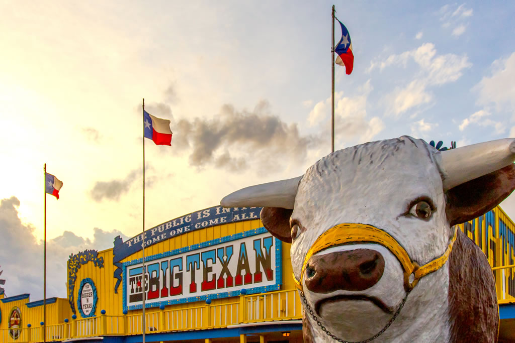"The Big Texan as it appear today ... home of the free 72oz steak ... in Amarillo, Texas