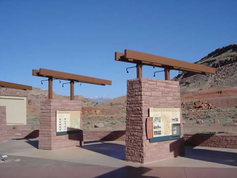 Visitor Center kiosks at Arches National Park in Utah