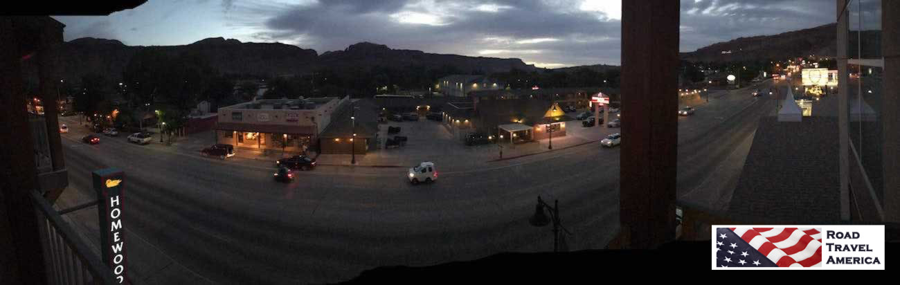 Night scene in downtown Moab, Utah