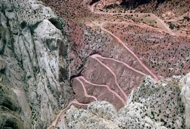 Aerial view of the Burr Trail Switchbacks