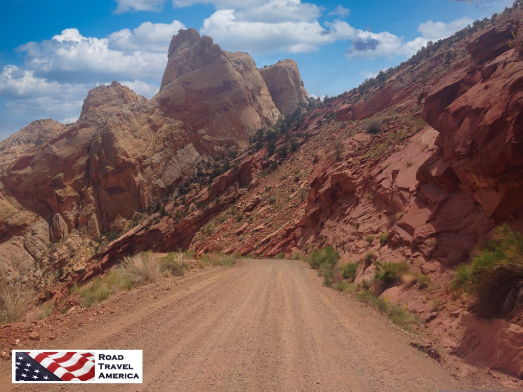 Driving the steep switchbacks down the Burr Trail in Utah ... all hands on the wheel!