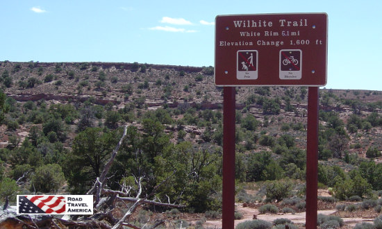 Sign at the Wilhite Trail in Canyonlands National Park in Utah
