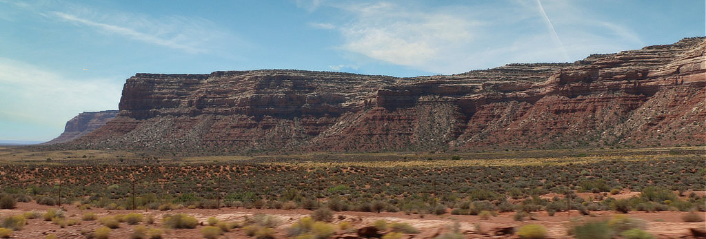 The Moki Dugway takes a motorist from the top, to the bottom, of Cedar Mesa, seen in this photo