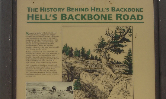 Sign about the history of the Hell's Backbone Road