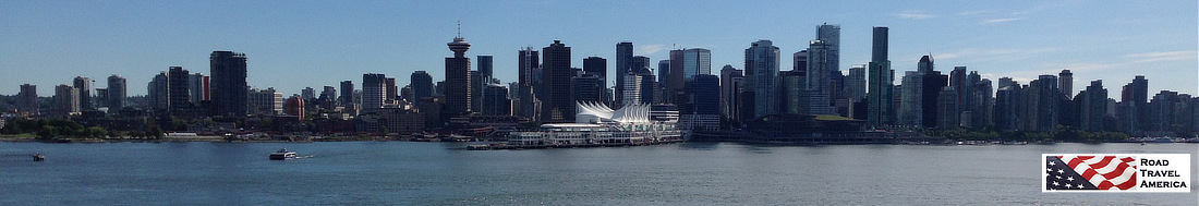 The downtown Vancouver skyline, with Canada Place in the center 