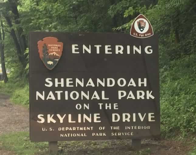 Entering Shenandoah National Park on the Skyline Drive