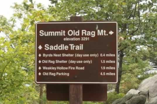 Summit Old Rag Mountain ... Elevation 3,291 feet ... Near Milepost 45
