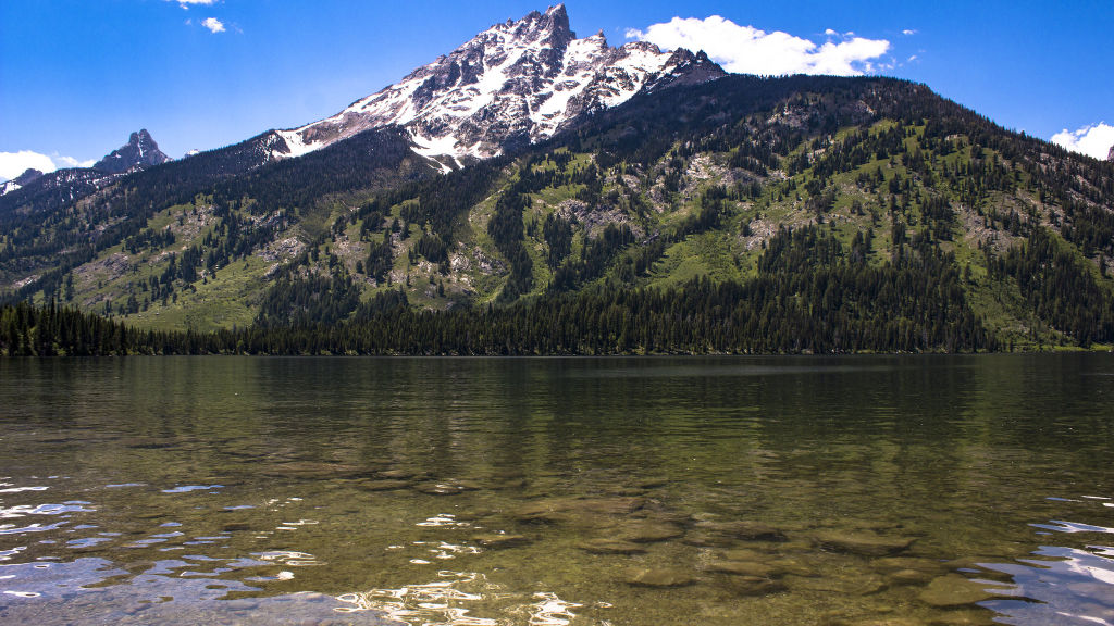 Early summer view of the mountains in Grand Teton National Park