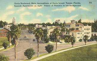 Davis Islands Thoroughfare including the Spanish Apartments and Palace of Florence ... Tampa, Florida