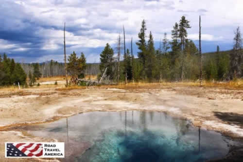 Crystal clear hot boiling water in Yellowstone National Park